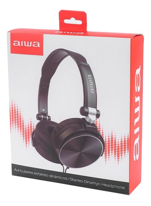 Audífonos Aiwa Negro Plegable Con Cable y Micrófono