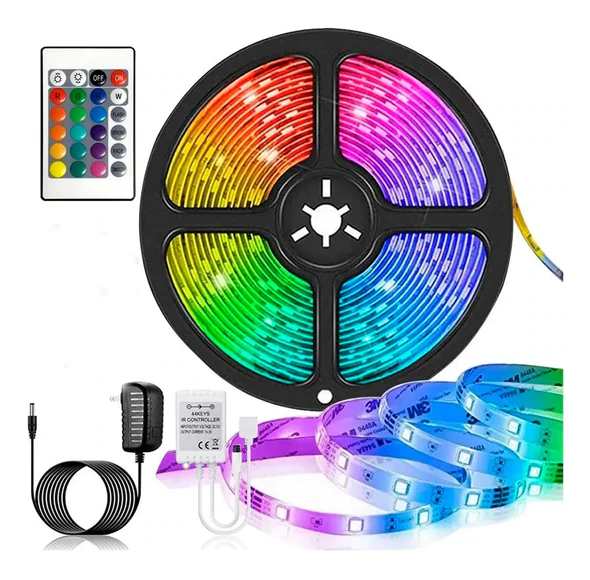 Tira Cinta Led Multicolor RGB de 5m + Control - vtechcenter Tira Cinta Led Multicolor RGB de 5m + Control vtechcenter Tira Cinta Led Multicolor RGB de 5m + Control